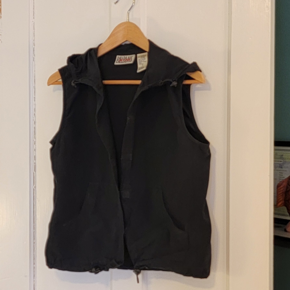Bill Blass Black Sleeveless Hoodie Vest